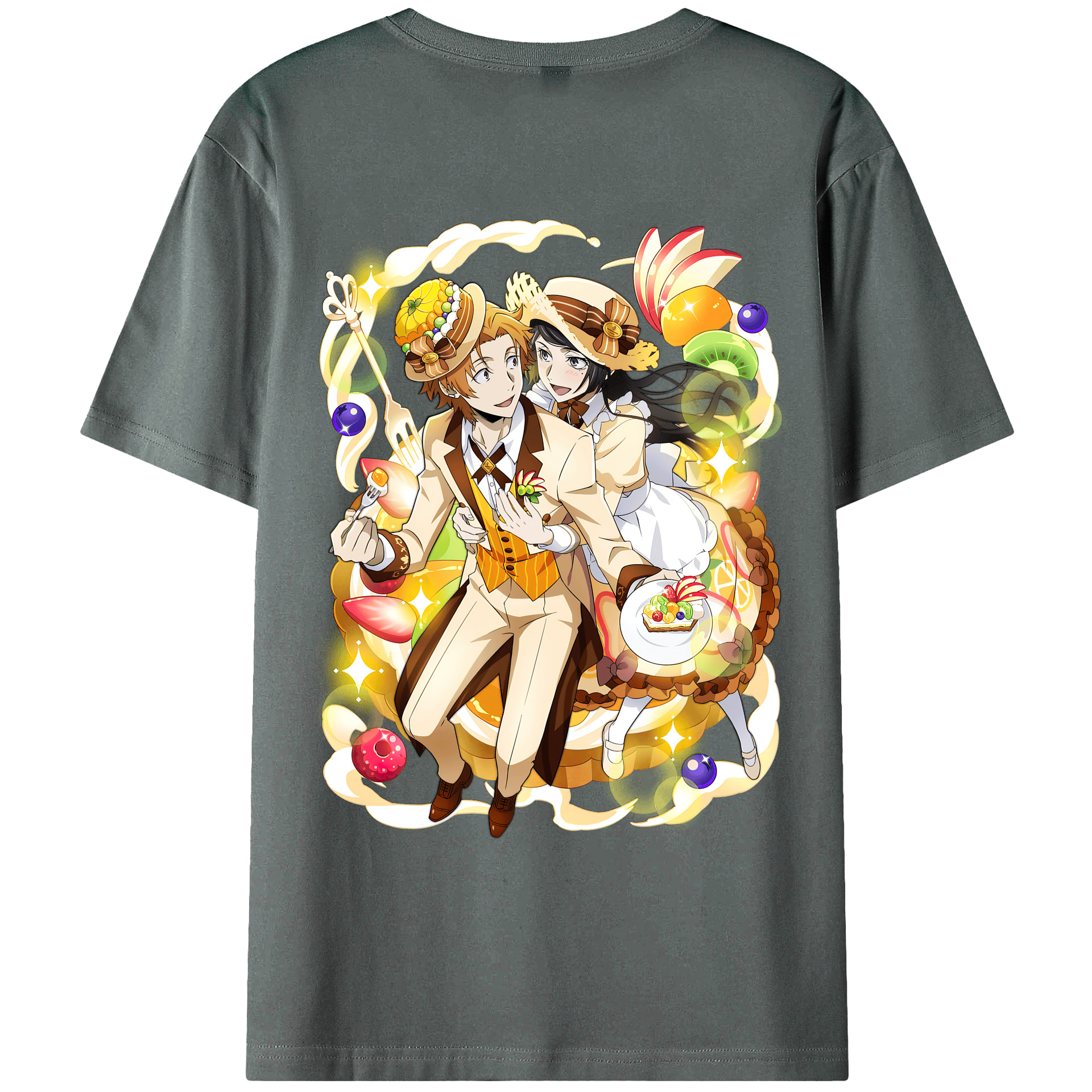 （画像用） 文豪ストレイドッグス Bungo Stray Dogs 綿100％ メンズ半袖Tシャツ（バックプリント） 通気性